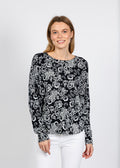 Elliott Lauren Floralis Printed Sweater in Black/White available at Barbara Katz