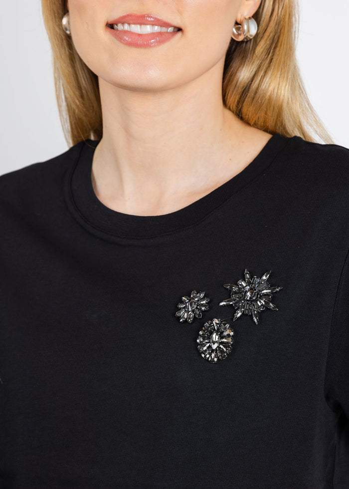 Flower Gem Tee - Black