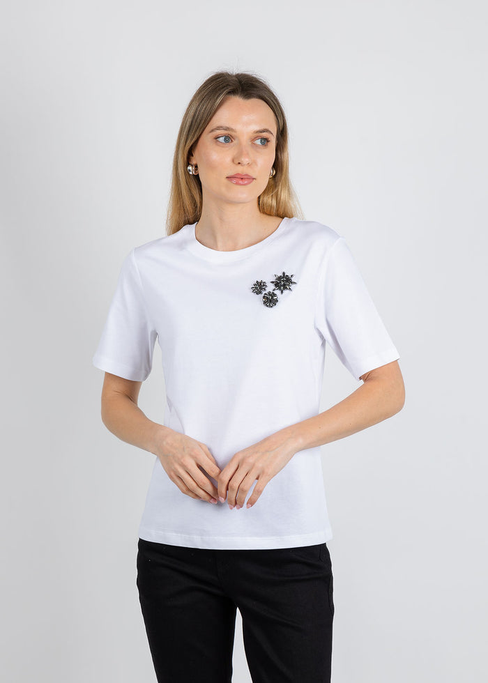 Flower Gem Tee - White