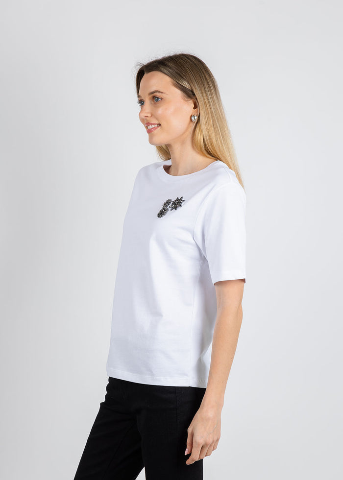 Flower Gem Tee - White