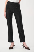 Joseph Ribkoff Foiled Silky Knit Straight Pull-On Pants in Black available at Barbara Katz