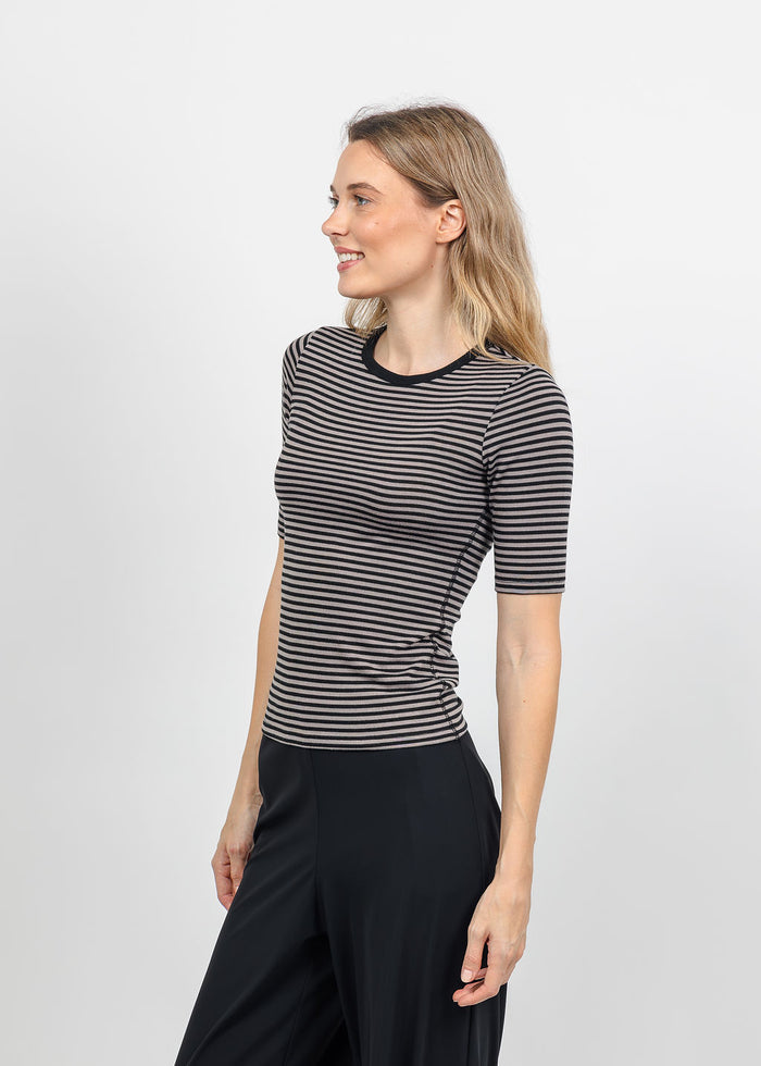 Z Supply Freida Striped Tee in Wild Mushroom available at Barbara Katz