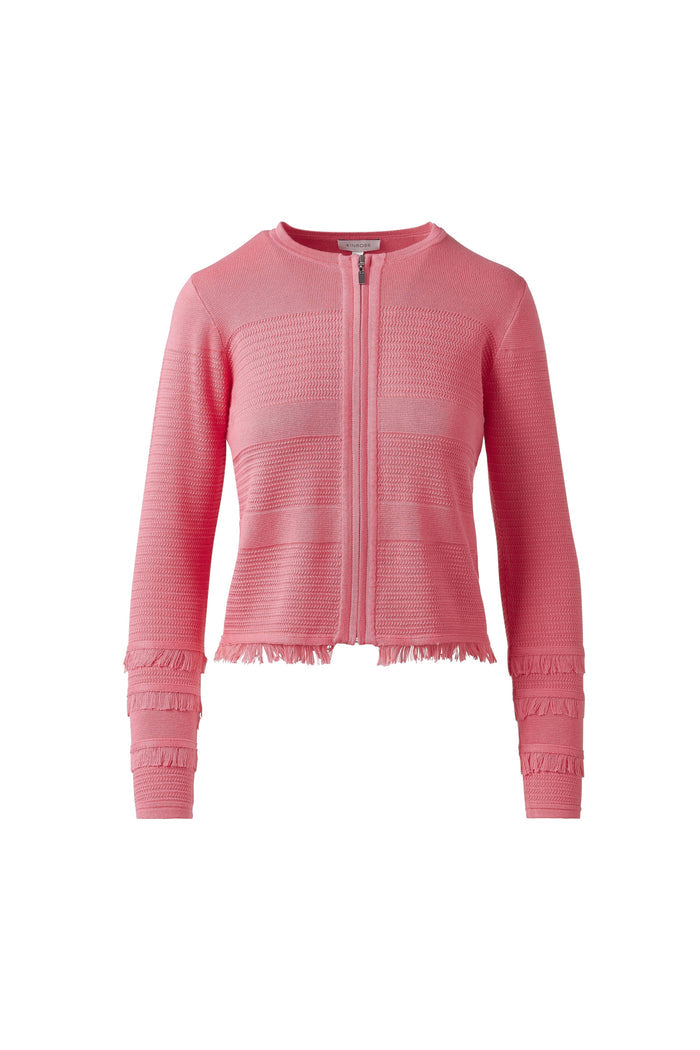 Kinross Fringe Zip Cardigan available at Barbara Katz