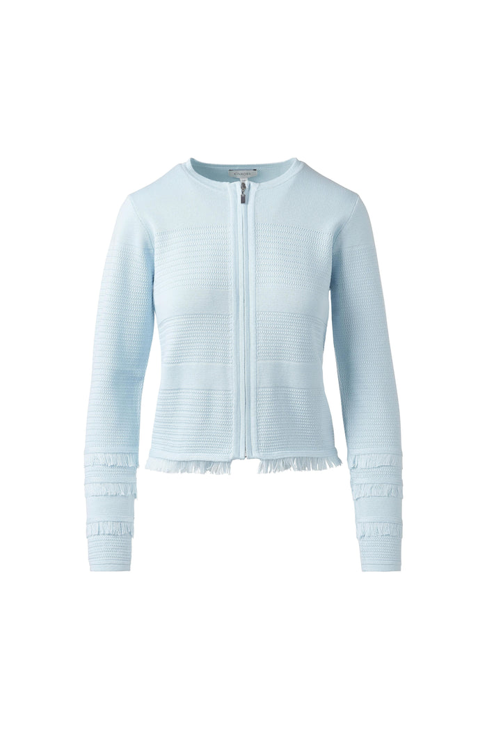 Kinross Fringe Zip Cardigan available at Barbara Katz