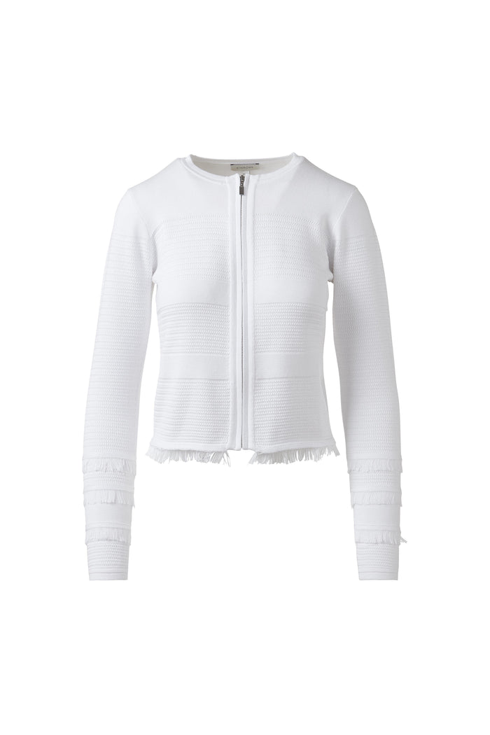 Kinross Fringe Zip Cardigan available at Barbara Katz