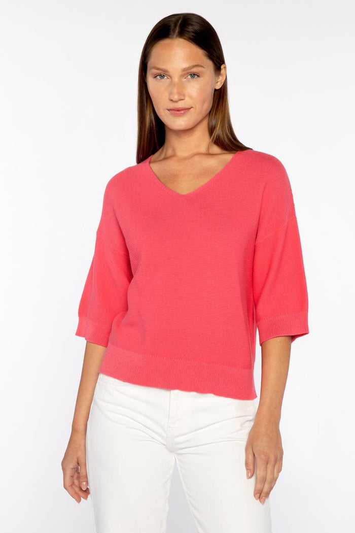 Kinross Garter Easy Vee Sweater available at Barbara Katz