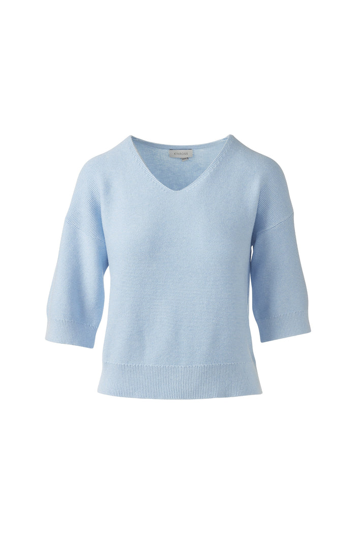 Kinross Garter Easy Vee Sweater available at Barbara Katz
