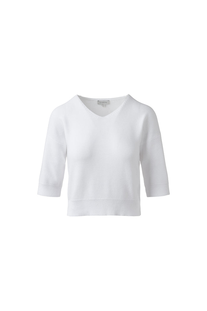 Kinross Garter Easy Vee Sweater available at Barbara Katz