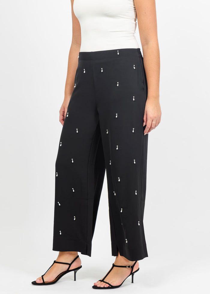Lysse Genesis Embellished Stretch Woven Pant in Black available at Barbara Katz