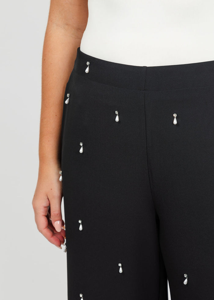 Lysse Genesis Embellished Stretch Woven Pant in Black available at Barbara Katz