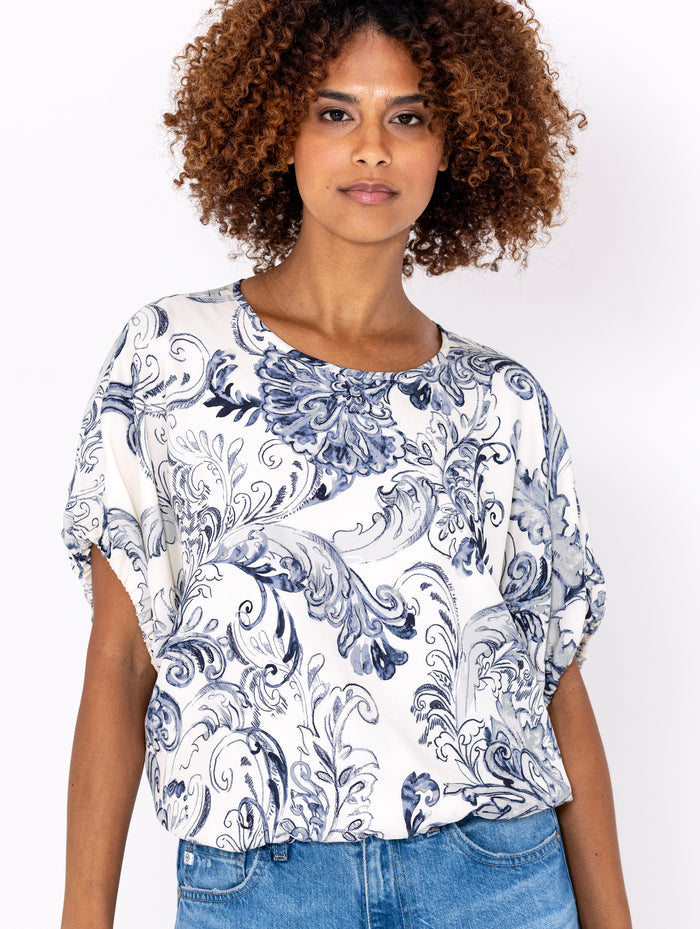 BK Go Bubble Blouse Printed in Baroque Toile Bato available at Barbara Katz