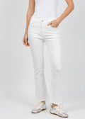 Citizens of Humanity Goldie Kick Flare Jeans 27" Raw Hem in Soft White available at Barbara Katz