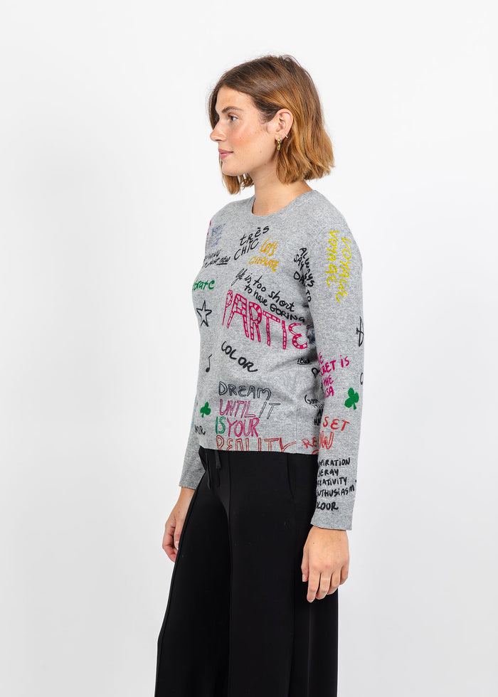 Vilagallo Graffiti Ferris Wheel Sweater - Grey available at Barbara Katz