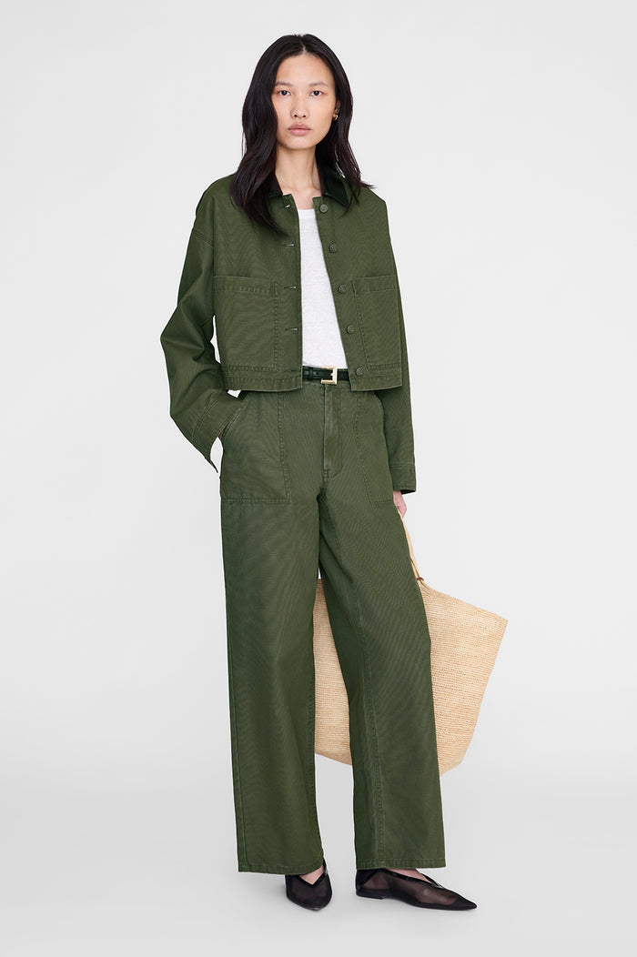 ANINE BING Grayson Pant - Army Green - on model front second image