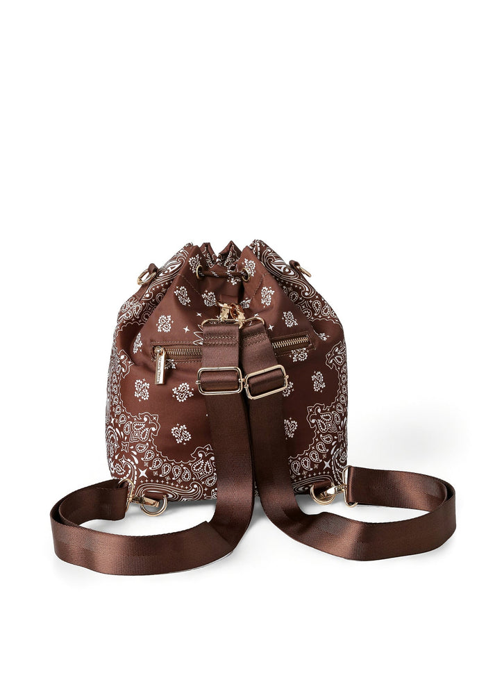 Haute Shore Harley Bandana Print Bucket Bag in Walnut available at Barbara Katz