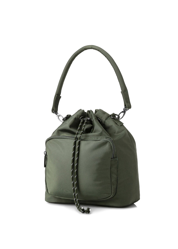 Haute Shore Harley Nylon Bucket Bag in Olive available at Barbara Katz