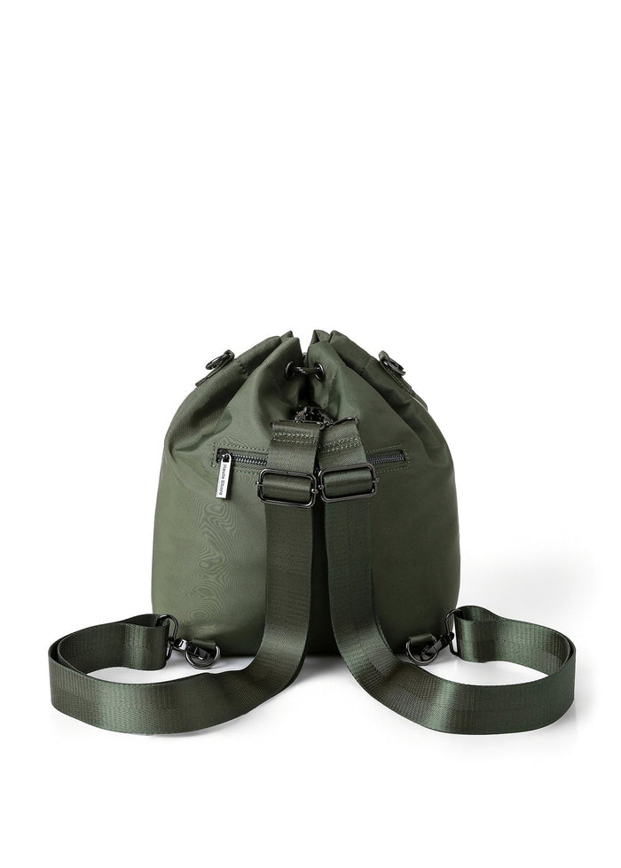 Haute Shore Harley Nylon Bucket Bag in Olive available at Barbara Katz
