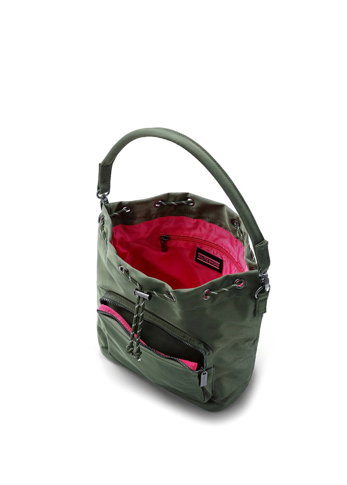Haute Shore Harley Nylon Bucket Bag in Olive available at Barbara Katz