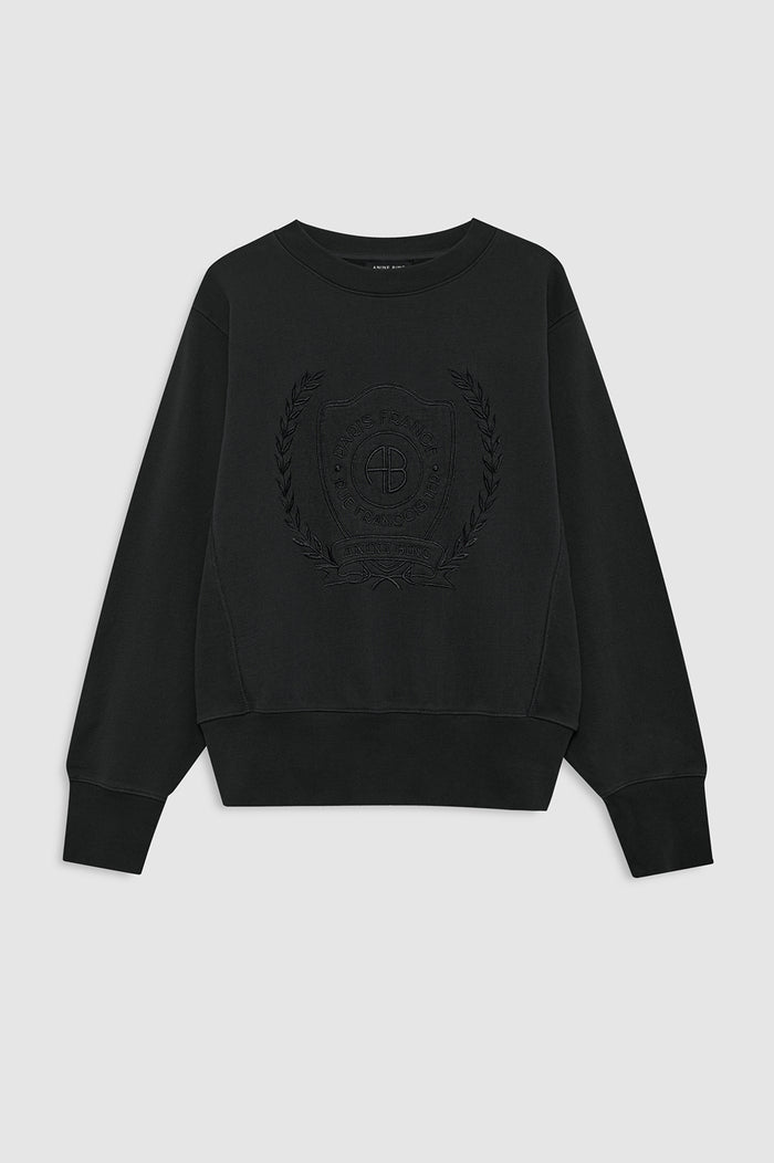 ANINE BING Harry Shrunken Signet Sweatshirt - Black - front view