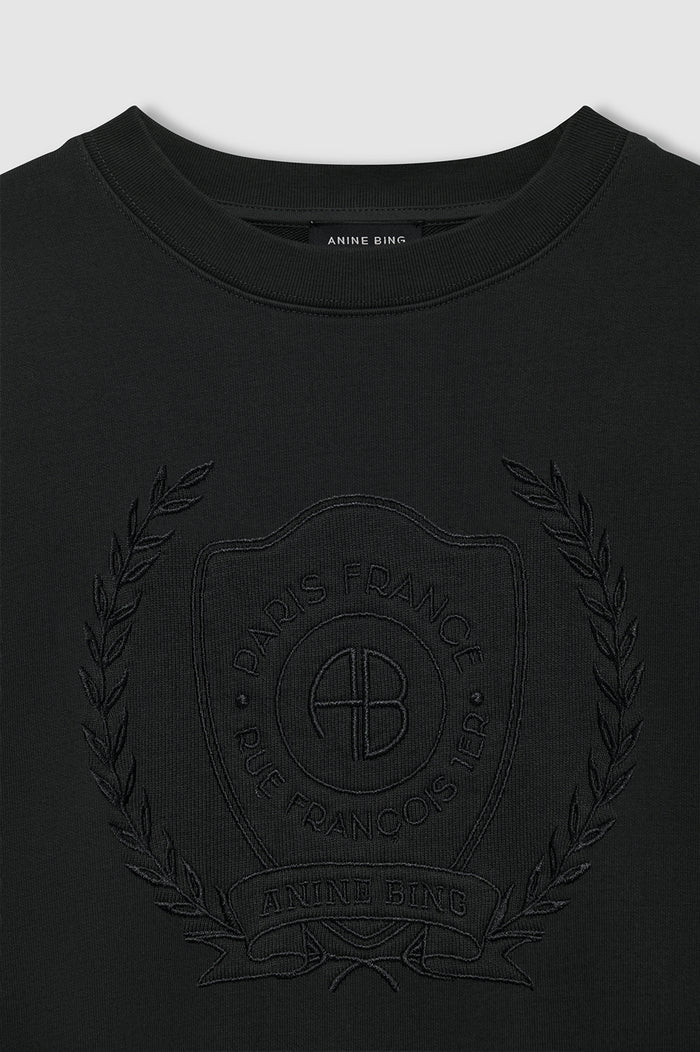 ANINE BING Harry Shrunken Signet Sweatshirt - Black - detail view