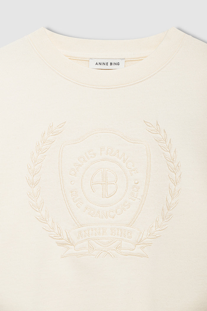 ANINE BING Harry Shrunken Signet Sweatshirt - Ecru - detail view