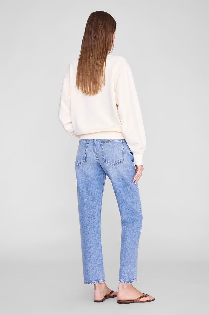 ANINE BING Harry Shrunken Sweatshirt Surfer - Washed Buttercream - on model back
