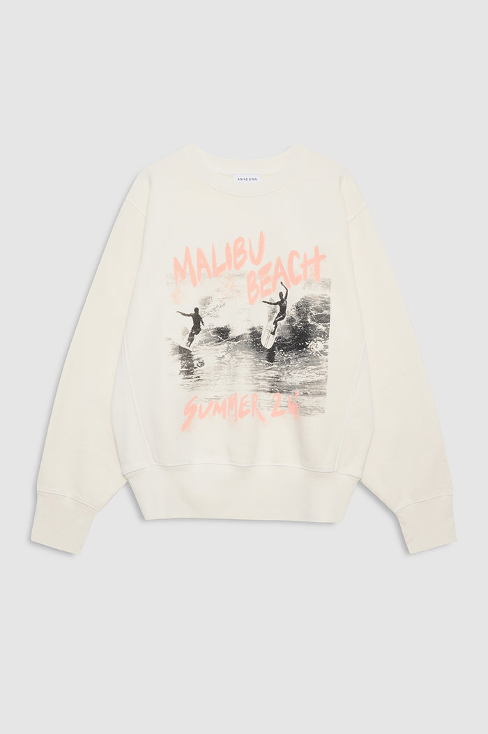 ANINE BING Harry Shrunken Sweatshirt Surfer - Washed Buttercream - front view