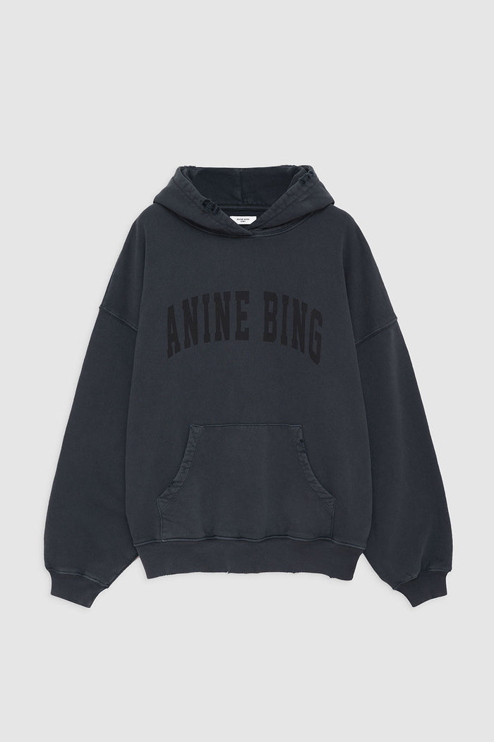 ANINE BING Harvey Sweatshirt - Dark Washed Black - Front View