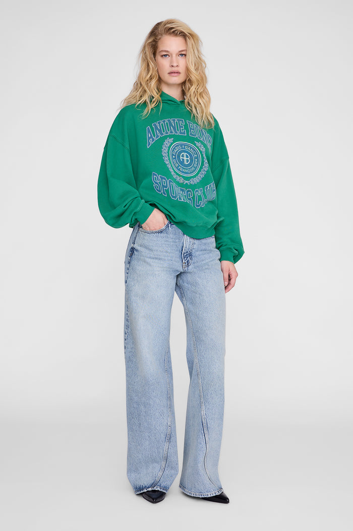 ANINE BING Harvey Sweatshirt No Pocket Collegiate - Green - on model front