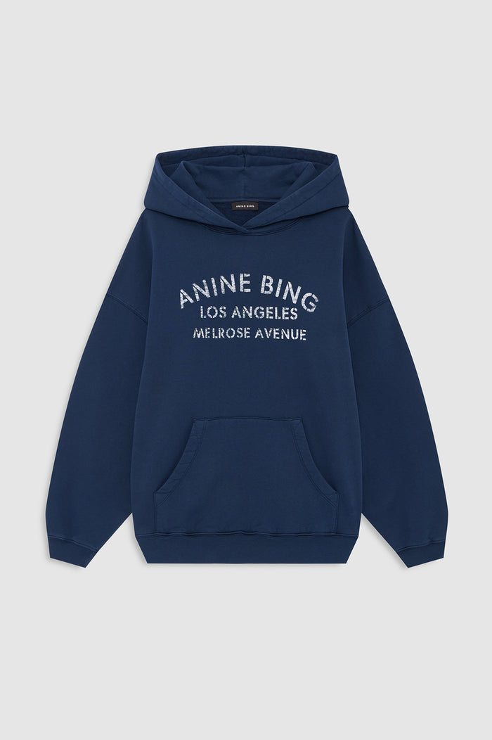 ANINE BING Harvey Sweatshirt Melrose Stencil - Navy - front view