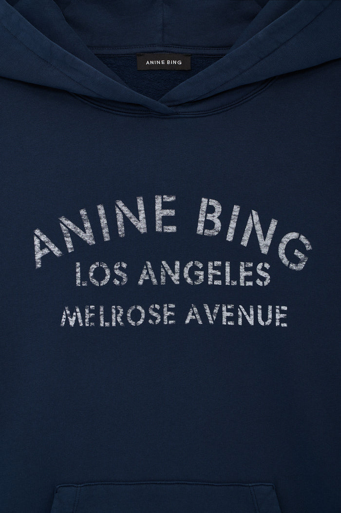 ANINE BING Harvey Sweatshirt Melrose Stencil - Navy - detail view