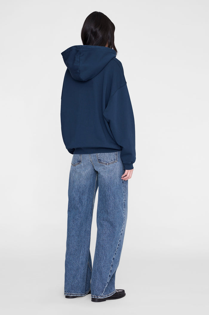 ANINE BING Harvey Sweatshirt Melrose Stencil - Navy - on model back