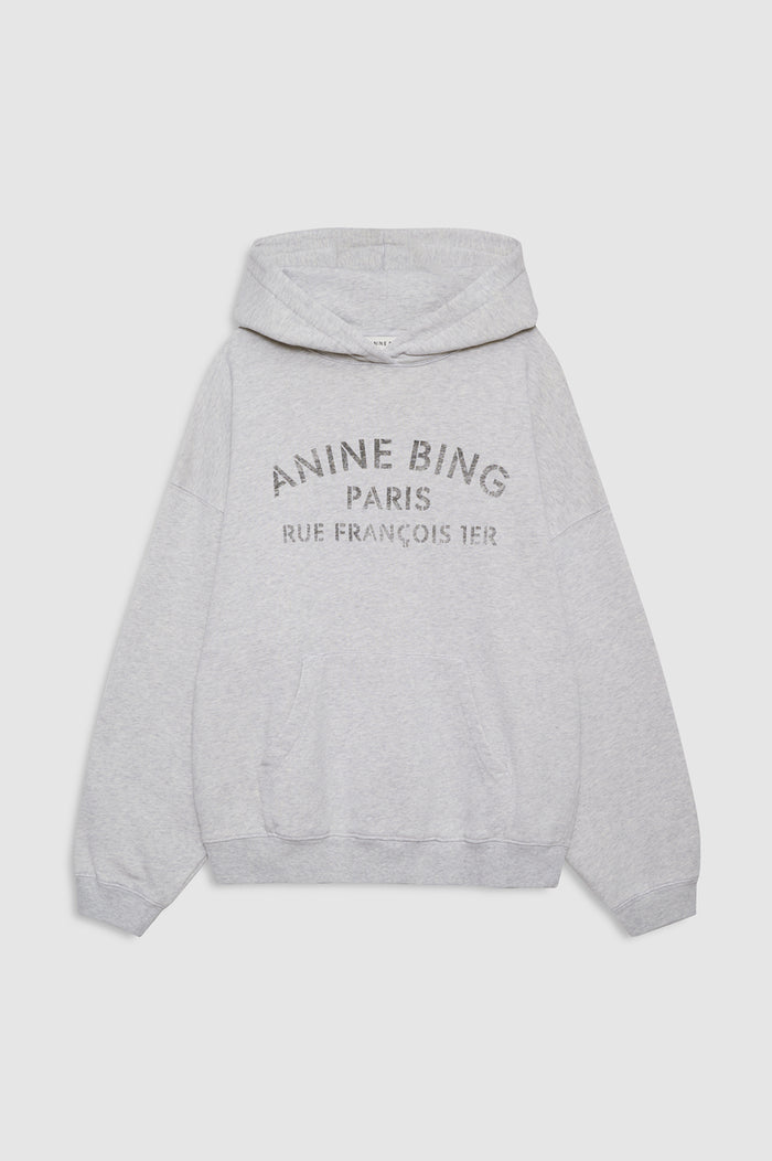 ANINE BING Harvey Sweatshirt Paris Stencil - Heather Grey - front view