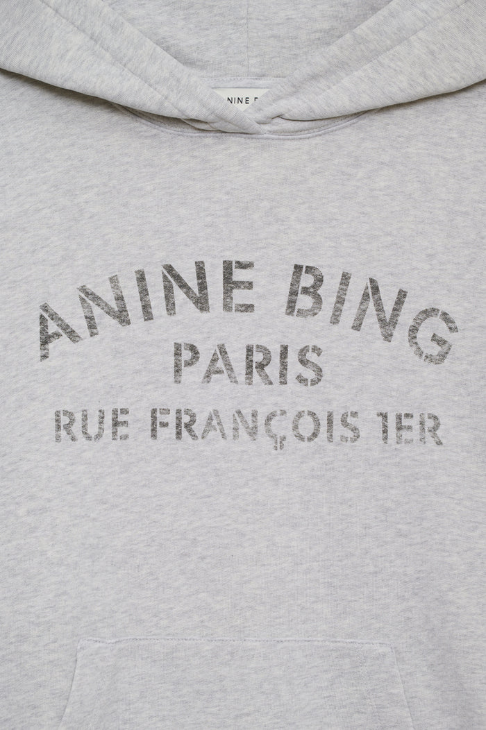 ANINE BING Harvey Sweatshirt Paris Stencil - Heather Grey - detail view