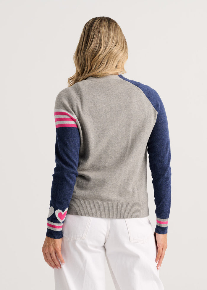 Zaket & Plover Hearts Cardigan in Denim available at Barbara Katz