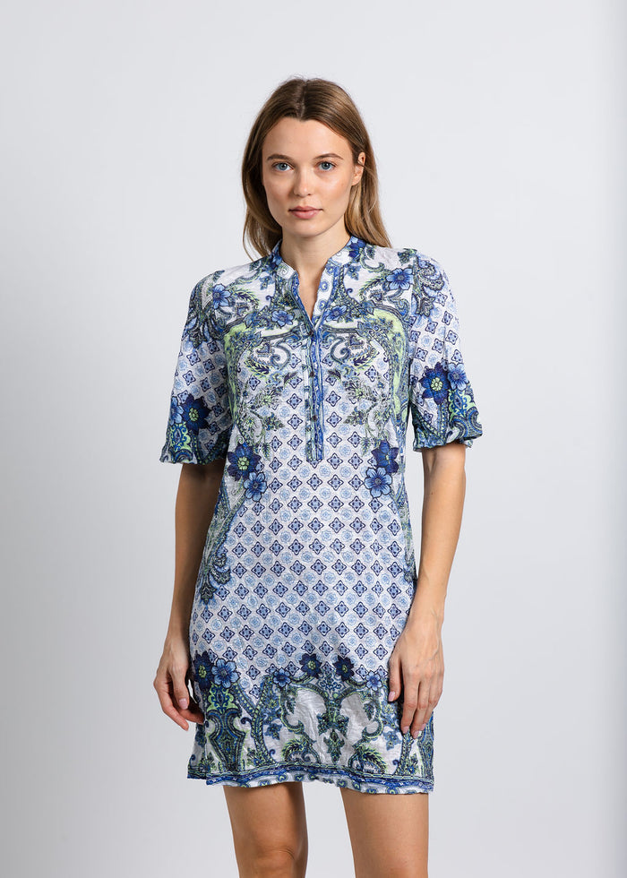 David Cline Henley Shift Dress in Stem available at Barbara Katz
