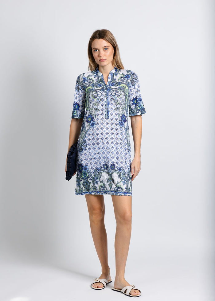David Cline Henley Shift Dress in Stem available at Barbara Katz