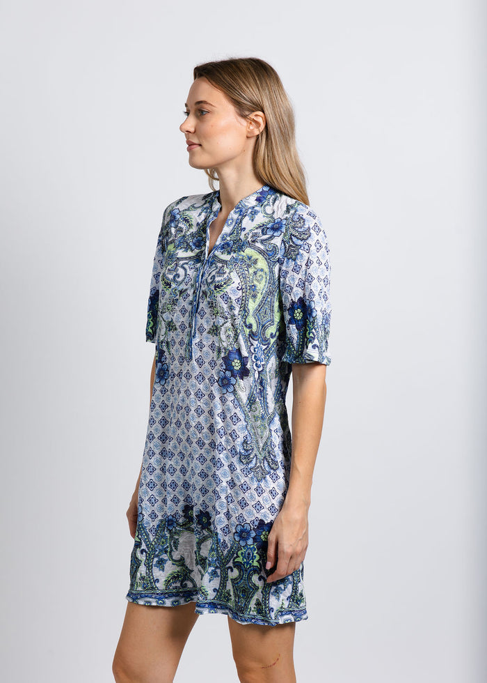 David Cline Henley Shift Dress in Stem available at Barbara Katz