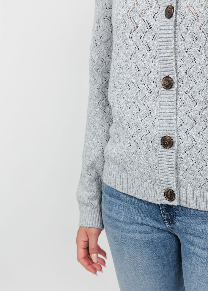 Varley Hossler Knit Cardigan in Grey Melange available at Barbara Katz