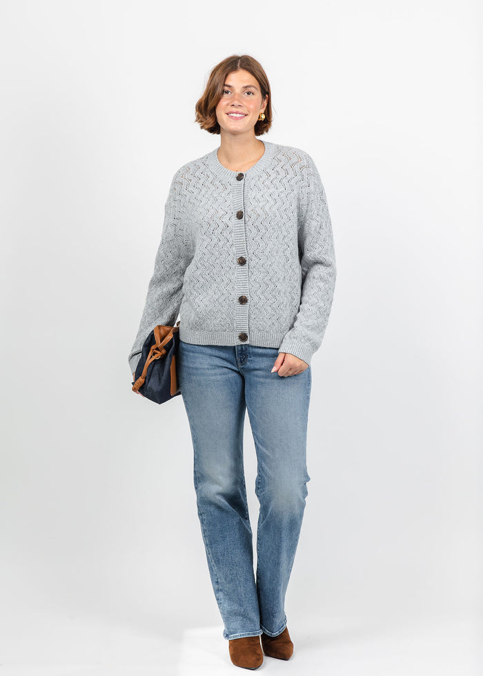 Varley Hossler Knit Cardigan in Grey Melange available at Barbara Katz