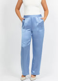 Hinson Wu Hostess Liquid Satin Pant in Sky Blue available at Barbara Katz