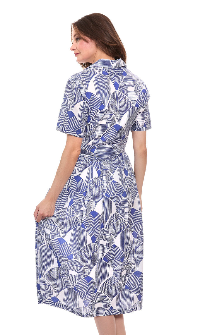 Dizzy-Lizzie Hudson Tiered Dress - Navy White Geo available at Barbara Katz