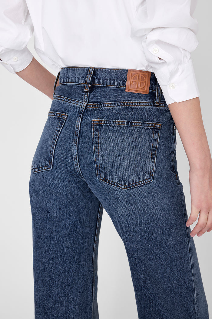 ANINE BING Hugh Jean - Dark Indigo - on model back detail second image
