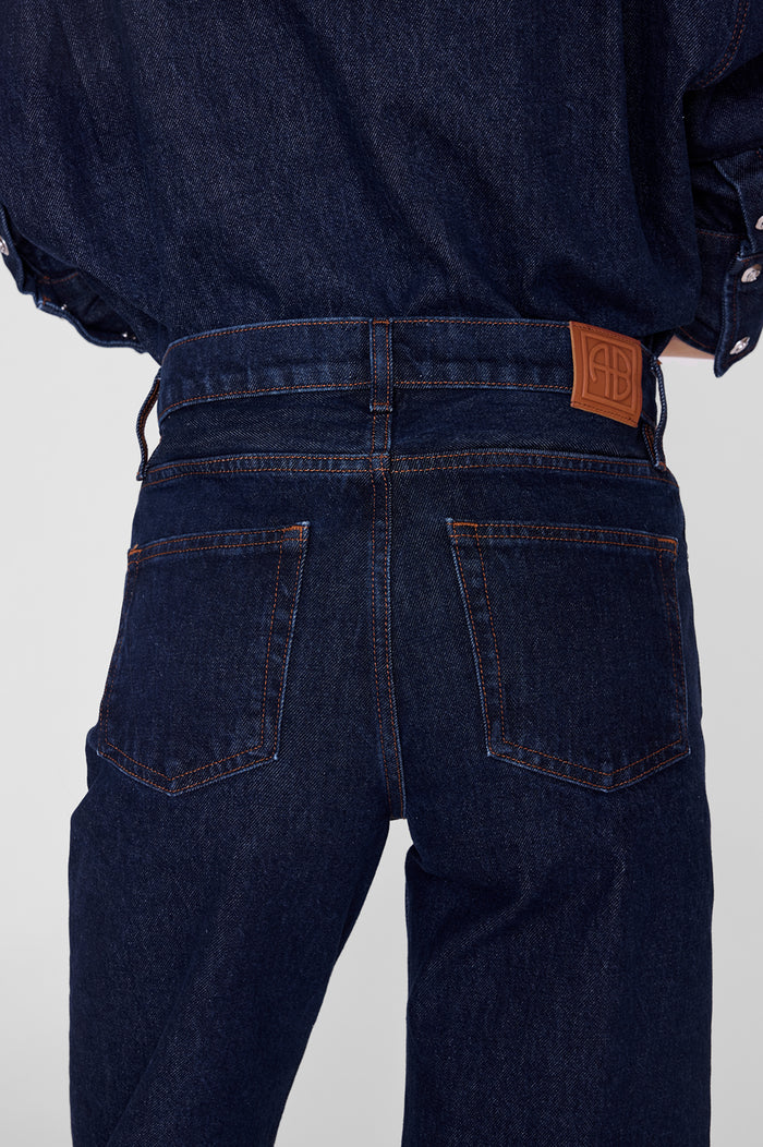 ANINE BING Hugh Jean 32" - Unwashed Blue - on model back second image