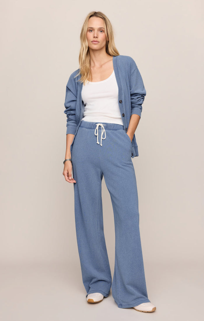 Z Supply Hunter Knit Denim Pants in Santorini Indigo available at Barbara Katz