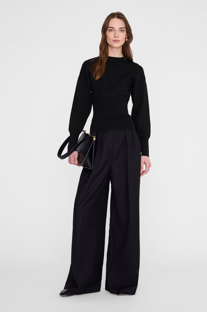 ANINE BING Imane Sweater - Black - on model front