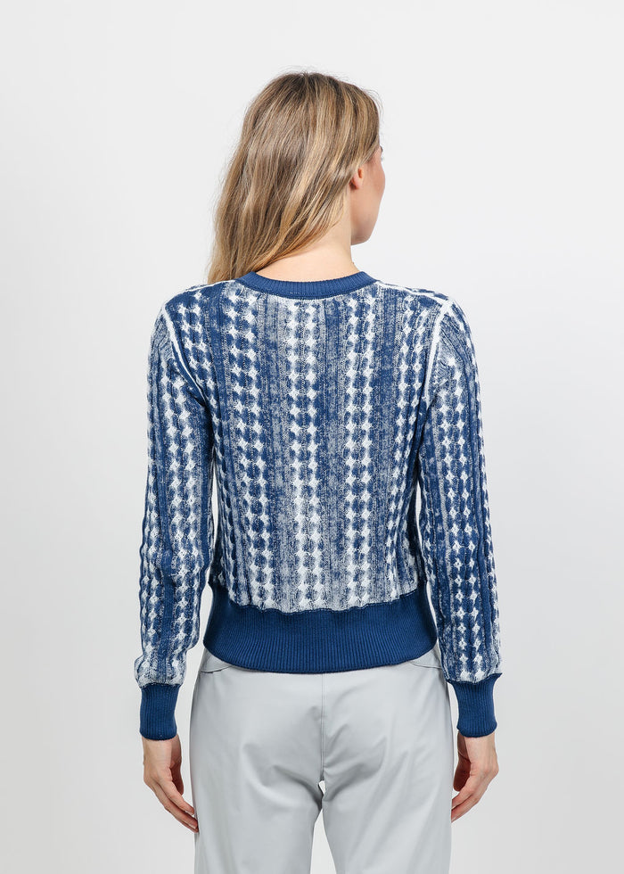 Brodie IMY Inked Crew Sweater in Whispr Blue/White available at Barbara Katz