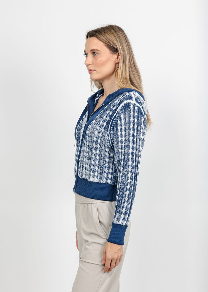 Brodie IMY Inked Hoodie - Blue/Wispr White available at Barbara Katz