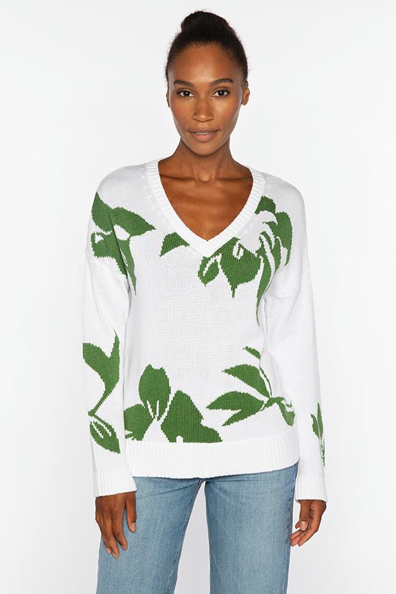 Kinross Intarsia Easy Vee Sweater available at Barbara Katz