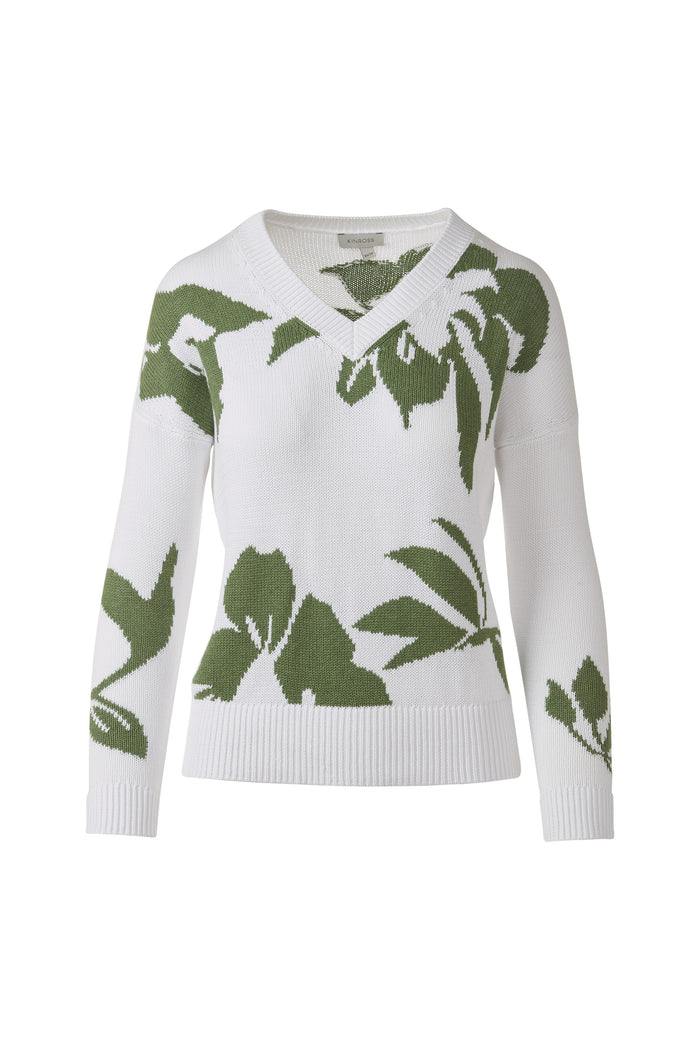 Kinross Intarsia Easy Vee Sweater available at Barbara Katz